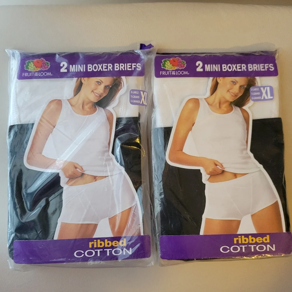 Fruit of the Loom White Ribbed Cotton Mini Boxer Briefs XL ~ NWT Vintage 2002!